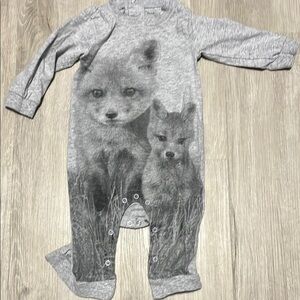 Gray Fox Print Kids One Piece